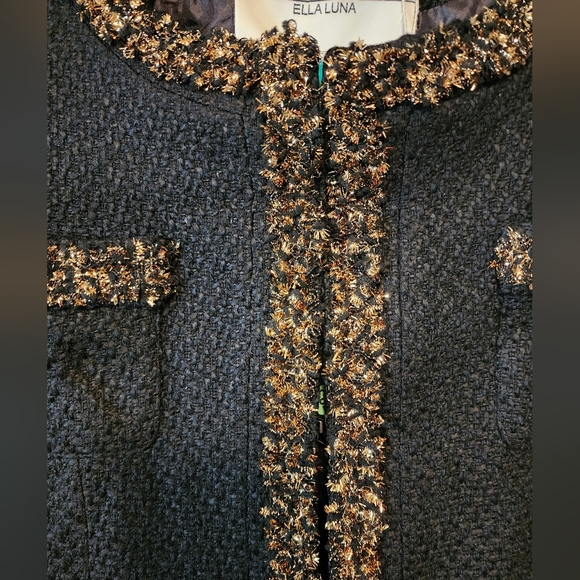 NWT Designer Ella Luna blazer with Gold toned trim. MSRP $279 - Picture 4 of 6